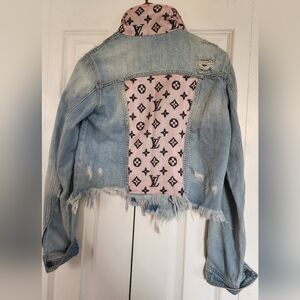Size S-Refurbished Hidden Jeans Fitted Light Wash Unique Jacket With LV Detail